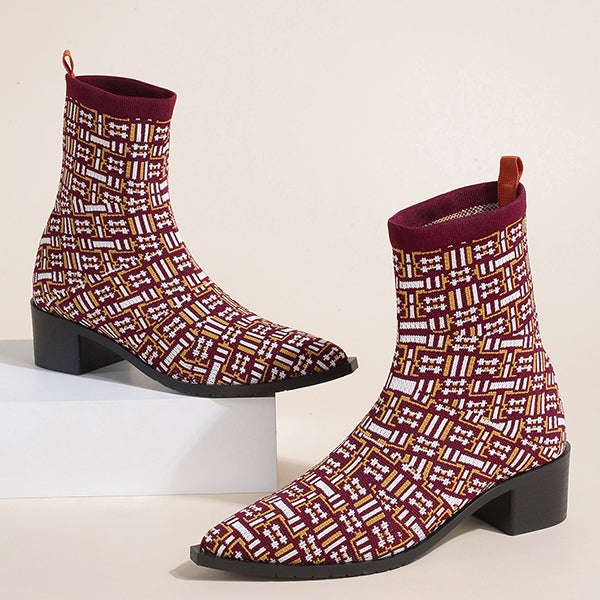 Chic Block Heeled Stretch Sock Boots