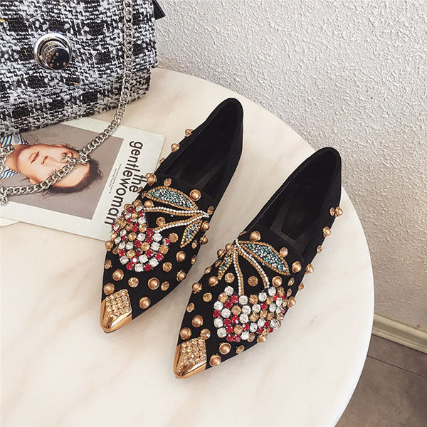 Gorgeous Rhinestone Pointed Toe Flats