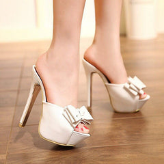 Bow Peep Toe Platform High Heel Sandals