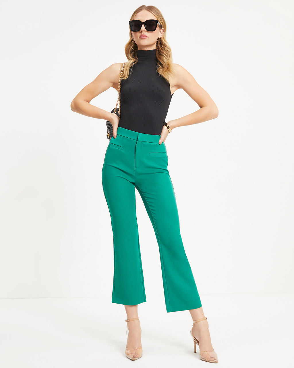 Yes Moment High Waisted Pants - Kelly Green Oshnow