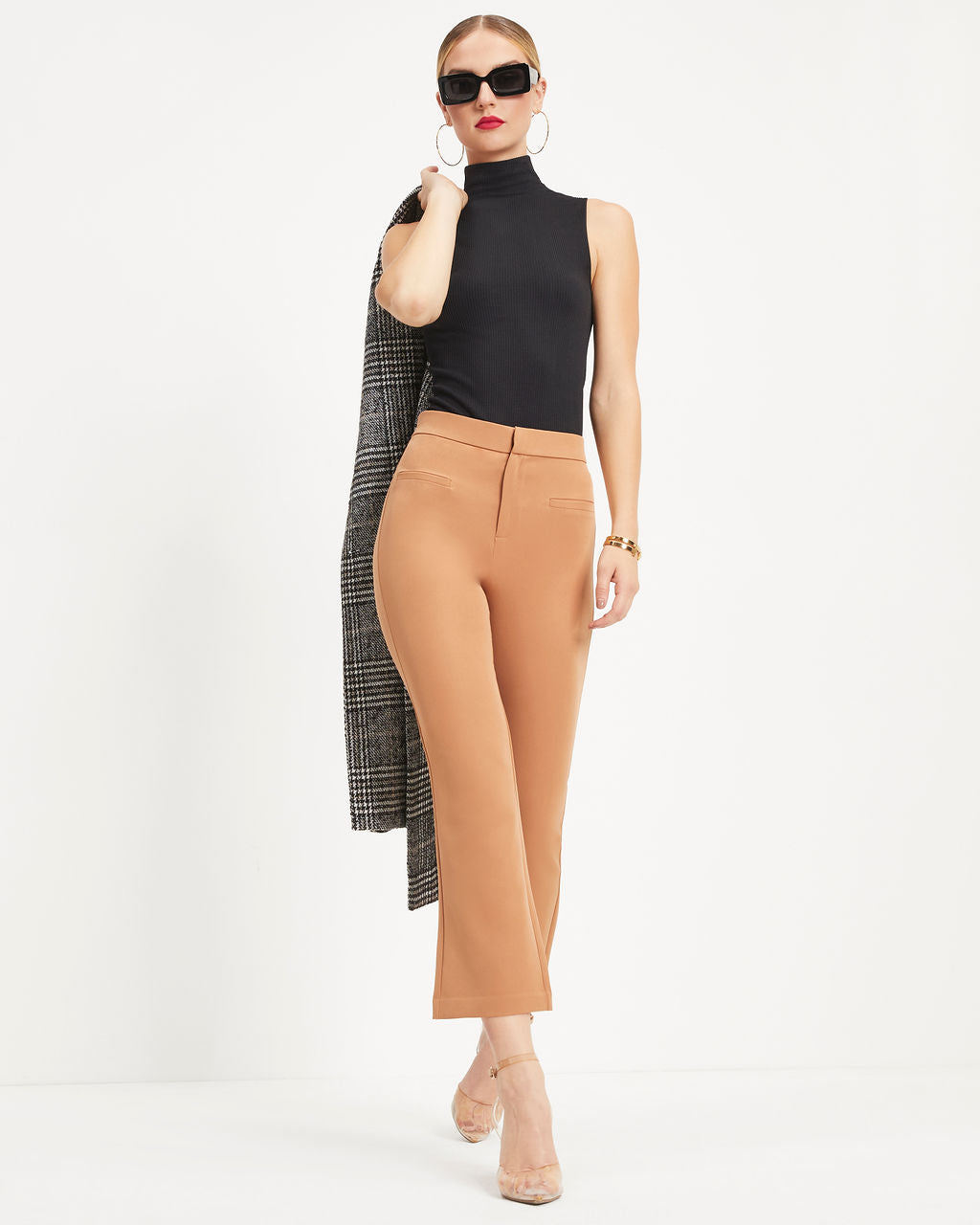 Yes Moment High Waisted Pants - Tan Oshnow