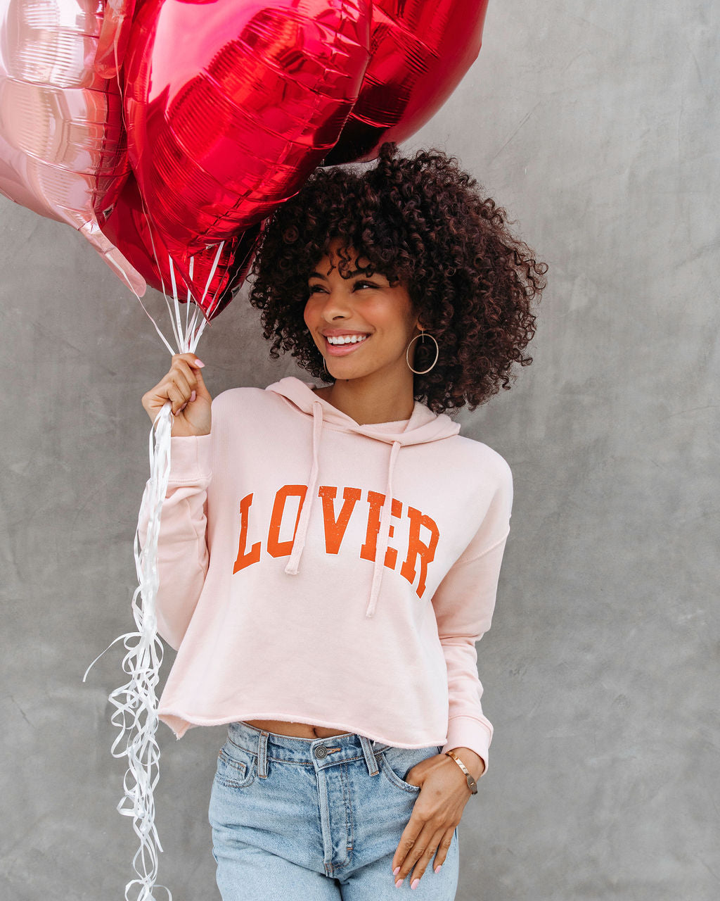 You're My Lover Cropped Hooded Sweatshirt - Blush Oshnow