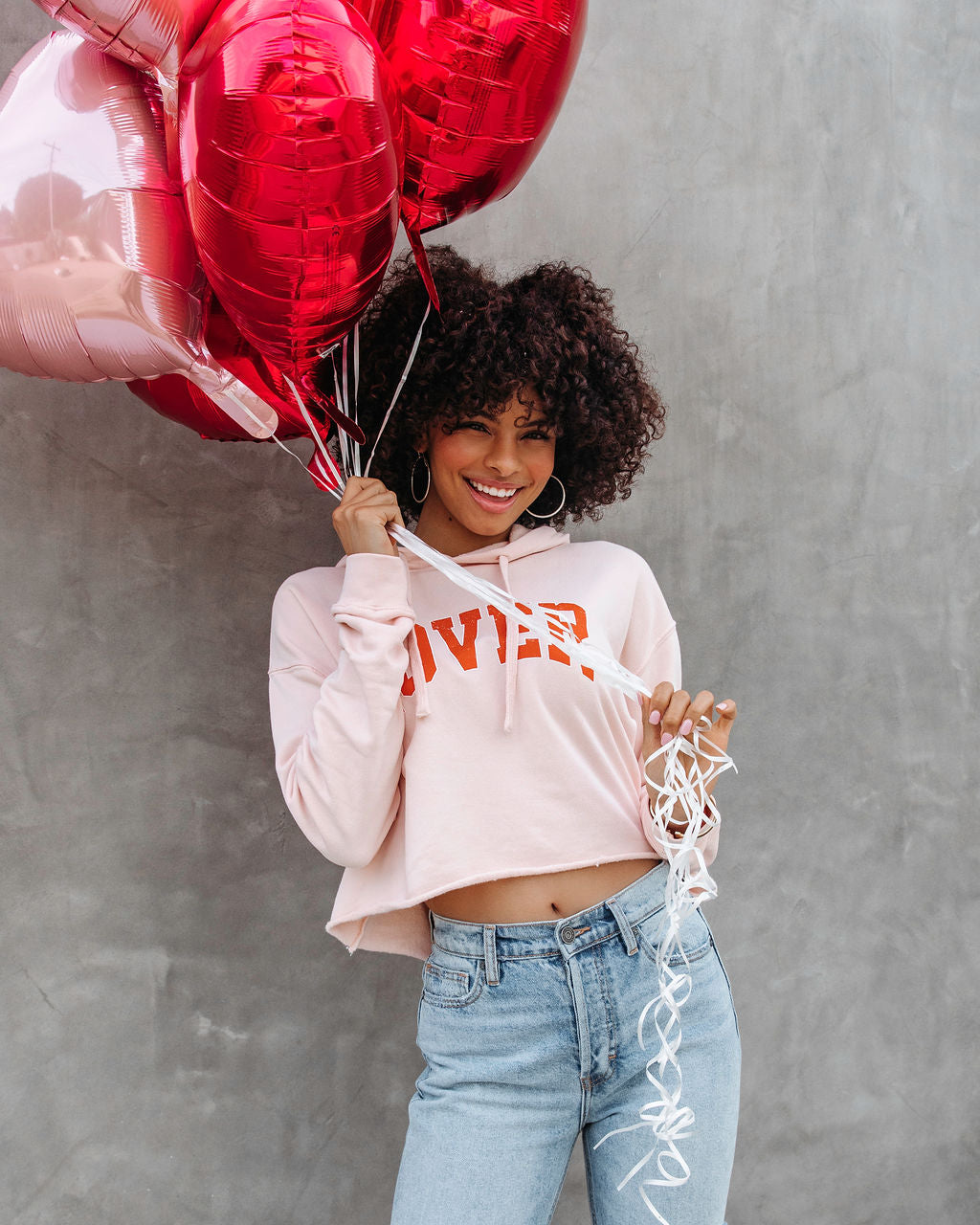 You're My Lover Cropped Hooded Sweatshirt - Blush Oshnow