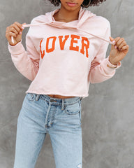 You're My Lover Cropped Hooded Sweatshirt - Blush Oshnow