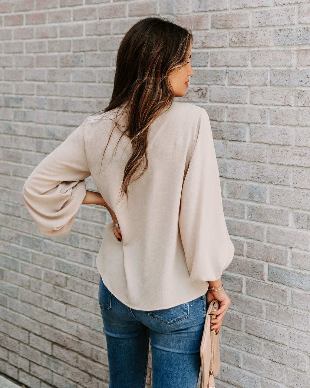 Zea Ruffle Mock Neck Blouse - Ecru Oshnow