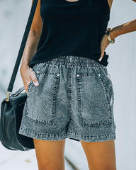 Zoom Pocketed High Rise Acid Wash Denim Shorts Oshnow