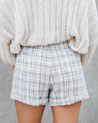 Adelaide Tweed Pocketed Shorts -  Ivory/Beige