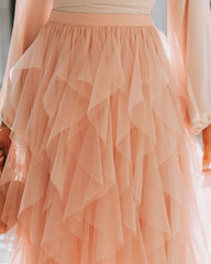 Allegro Ruffle Tulle Midi Skirt - Mauve