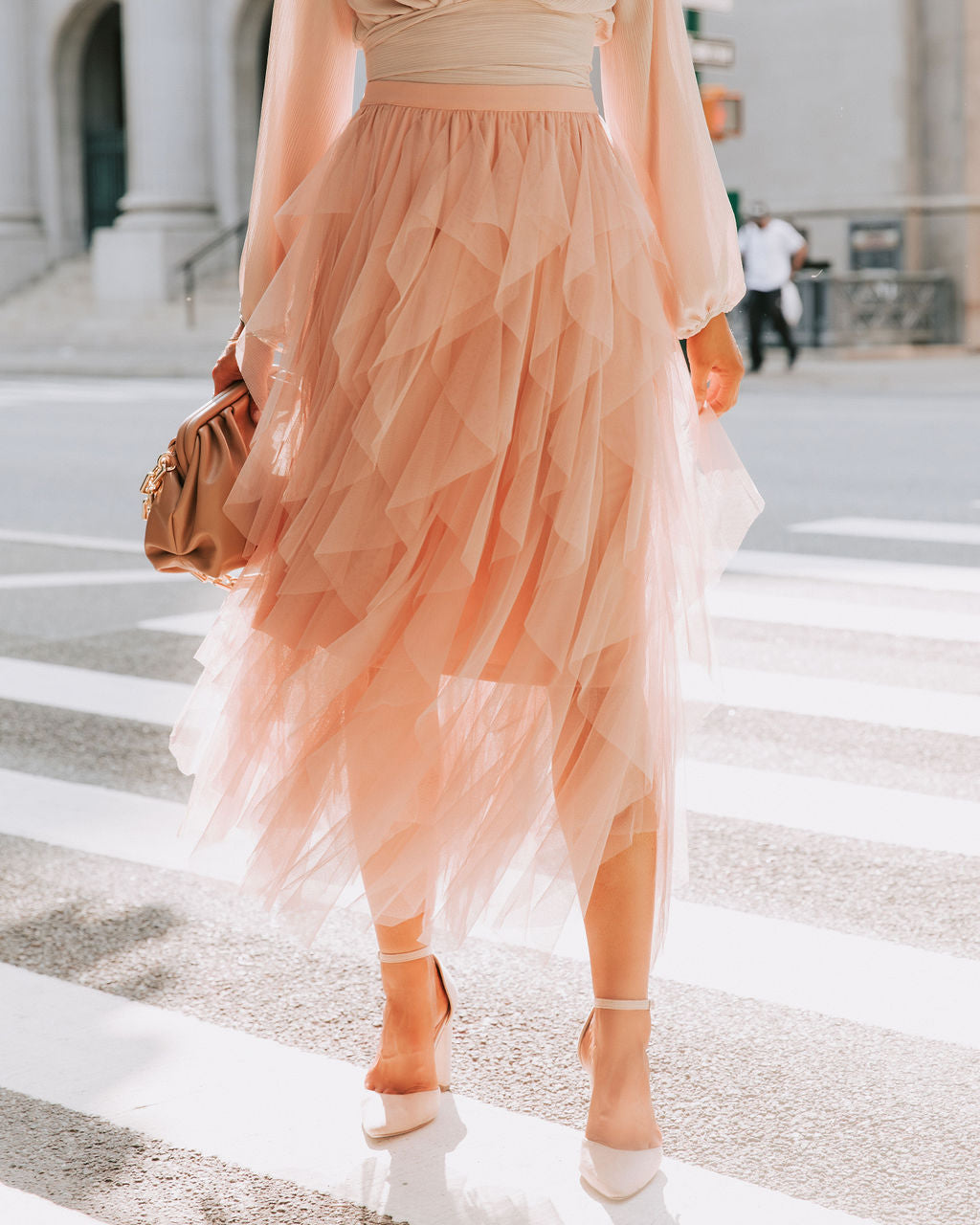 Allegro Ruffle Tulle Midi Skirt - Mauve