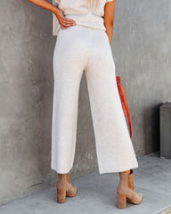 Always Cozy Ribbed Wide Leg Pants - Oatmeal