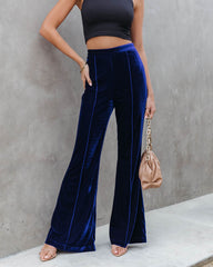 Amani High Rise Velvet Flare Pants - Cobalt Blue