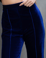 Amani High Rise Velvet Flare Pants - Cobalt Blue