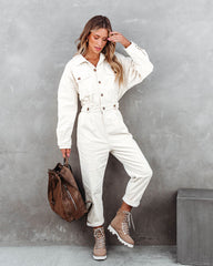 Amelia Pocketed Jumpsuit - Cream - SALE