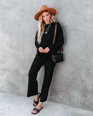 Autumn Splendor Ribbed Knit Pants - Black