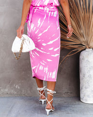 Baila Printed Satin Wrap Midi Skirt