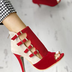 Hollow Out Buckled High Heels