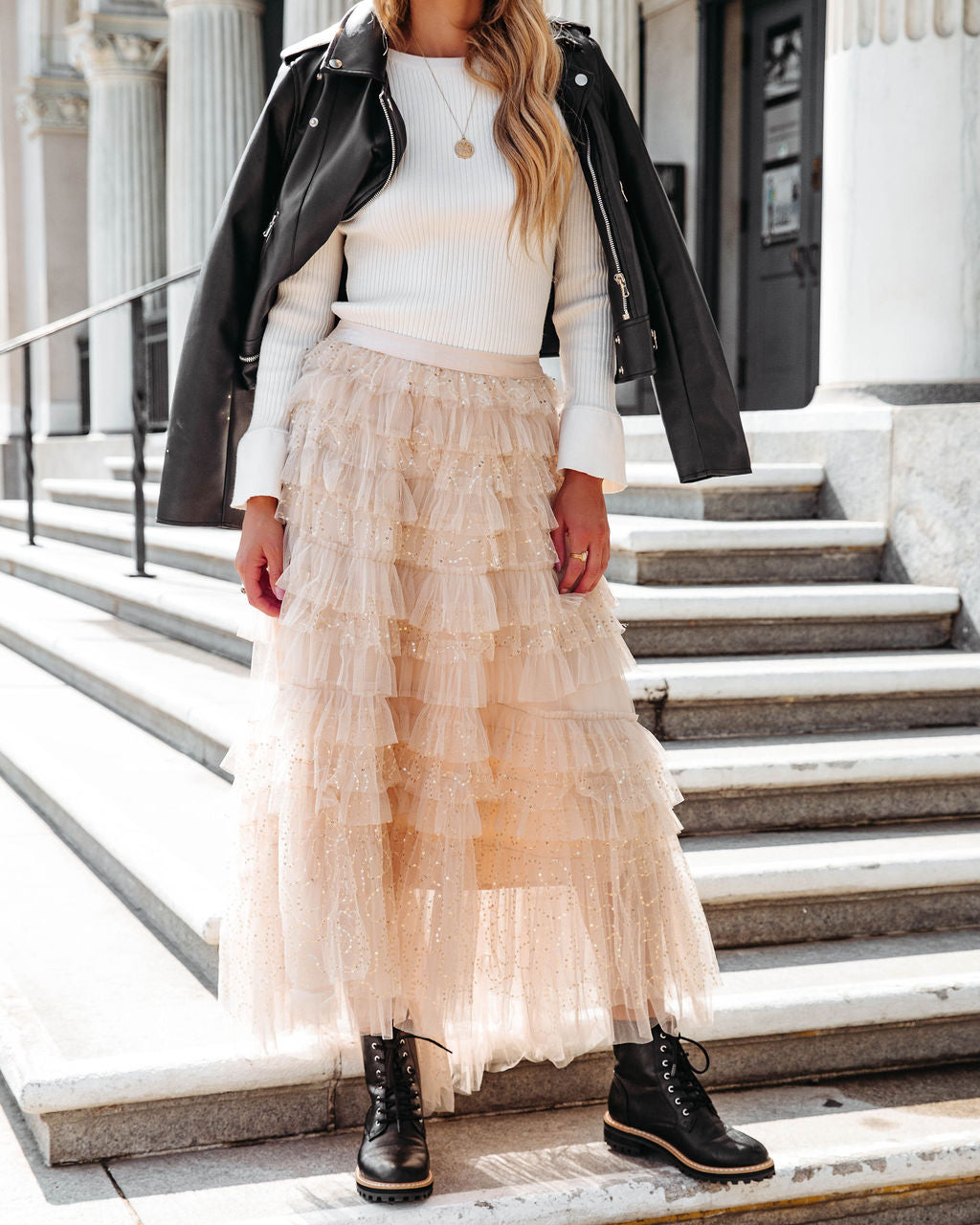 Be Your Own Sparkle Tiered Tulle Maxi Skirt