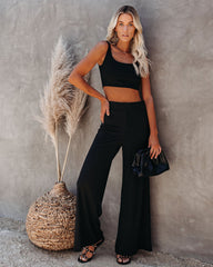 Campfire Ribbed Crop Knit Tank - Black - SALE