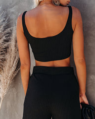 Campfire Ribbed Crop Knit Tank - Black - SALE