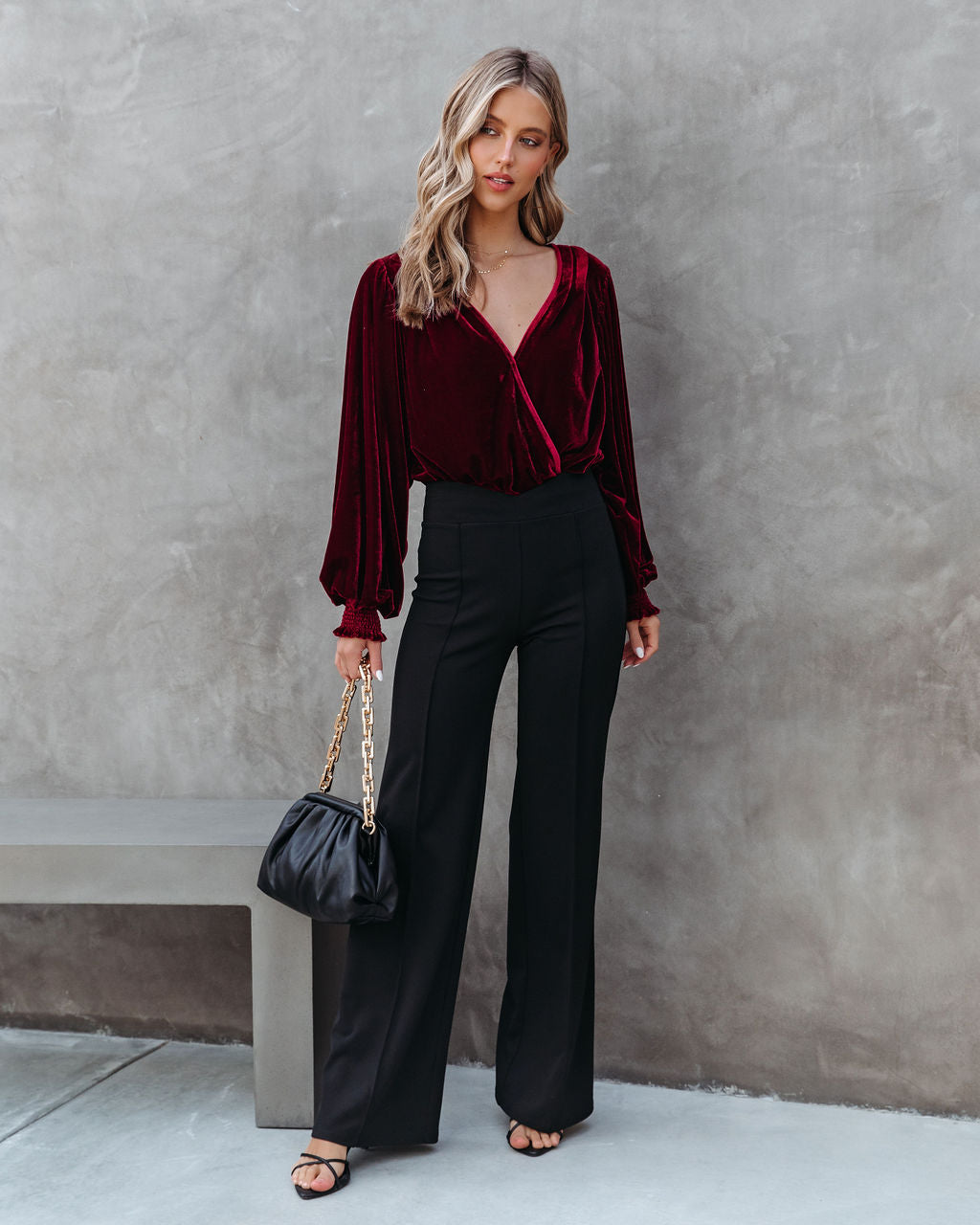 Carter Front Crease Wide Leg Pants - Black