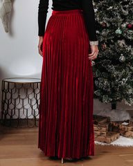 Claire Velvet Pleated Maxi Skirt - Red