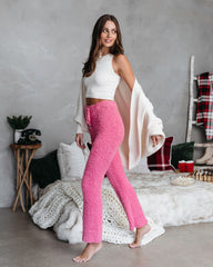 Cozy Town Soft Knit Drawstring Pants - Pink