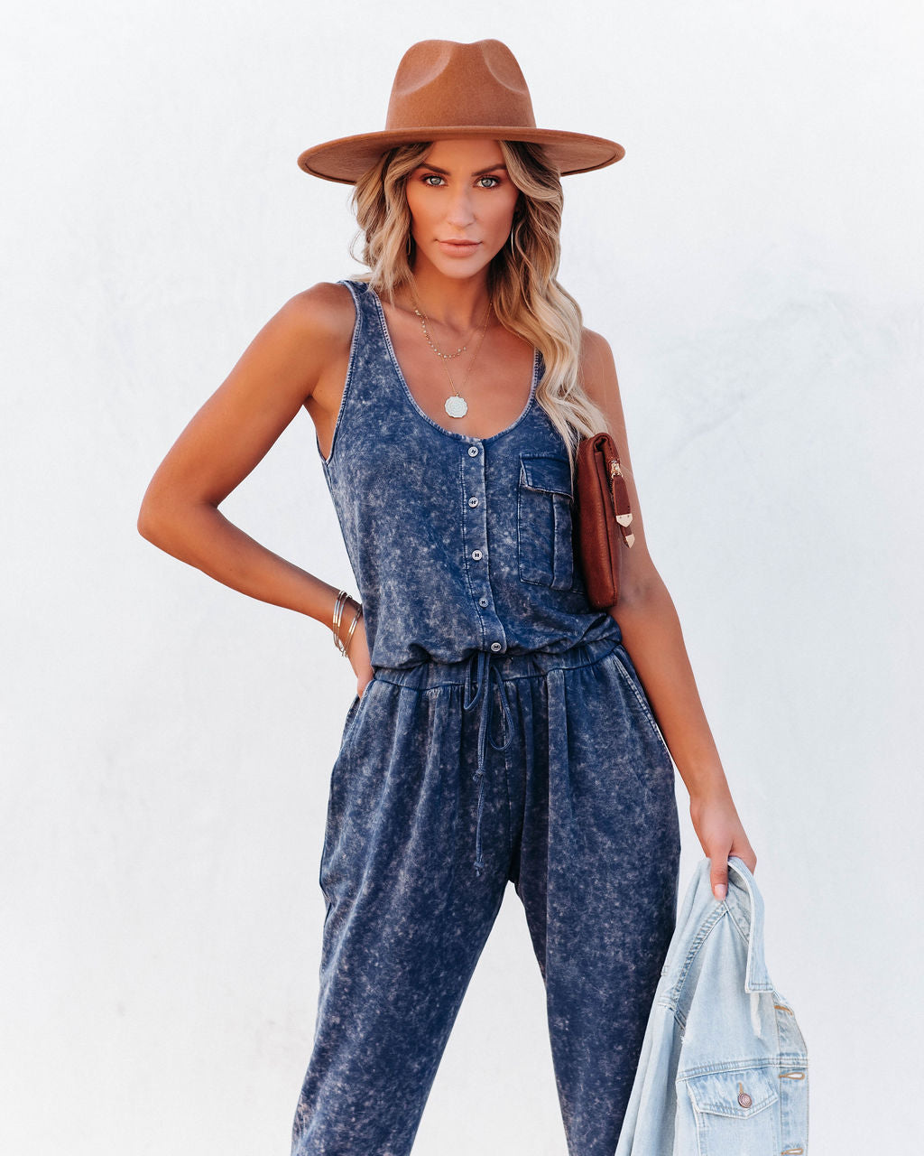 Danica Pocketed Washed Knit Jumpsuit