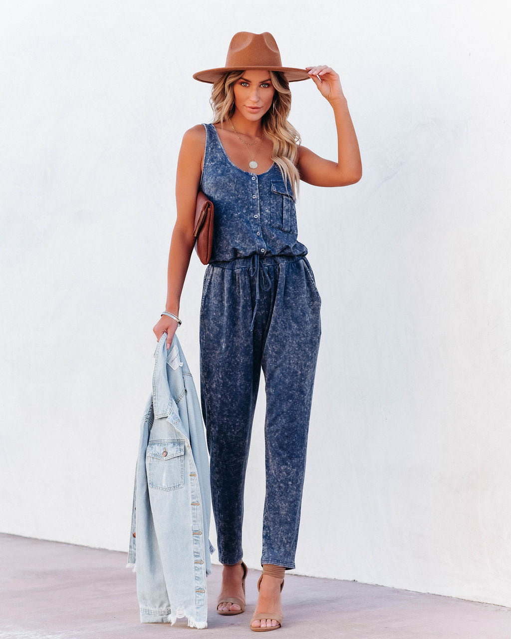 Danica Jumpsuit aus gewaschenem Strick mit Taschen 