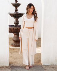 Effortlessly Chic Ribbed Open Front Cardigan - Cream
