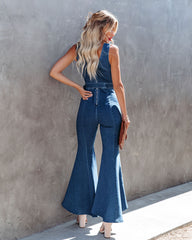 Elijah High Low Flare Denim Jumpsuit - SALE