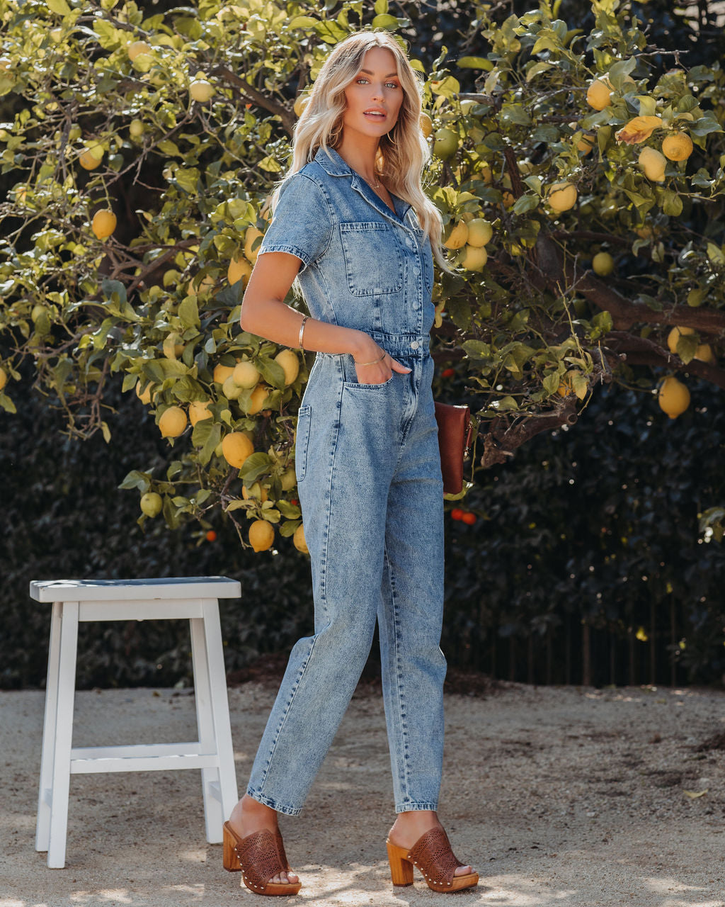 Emery Cotton Pocketed Denim Jumpsuit - Denim Blue