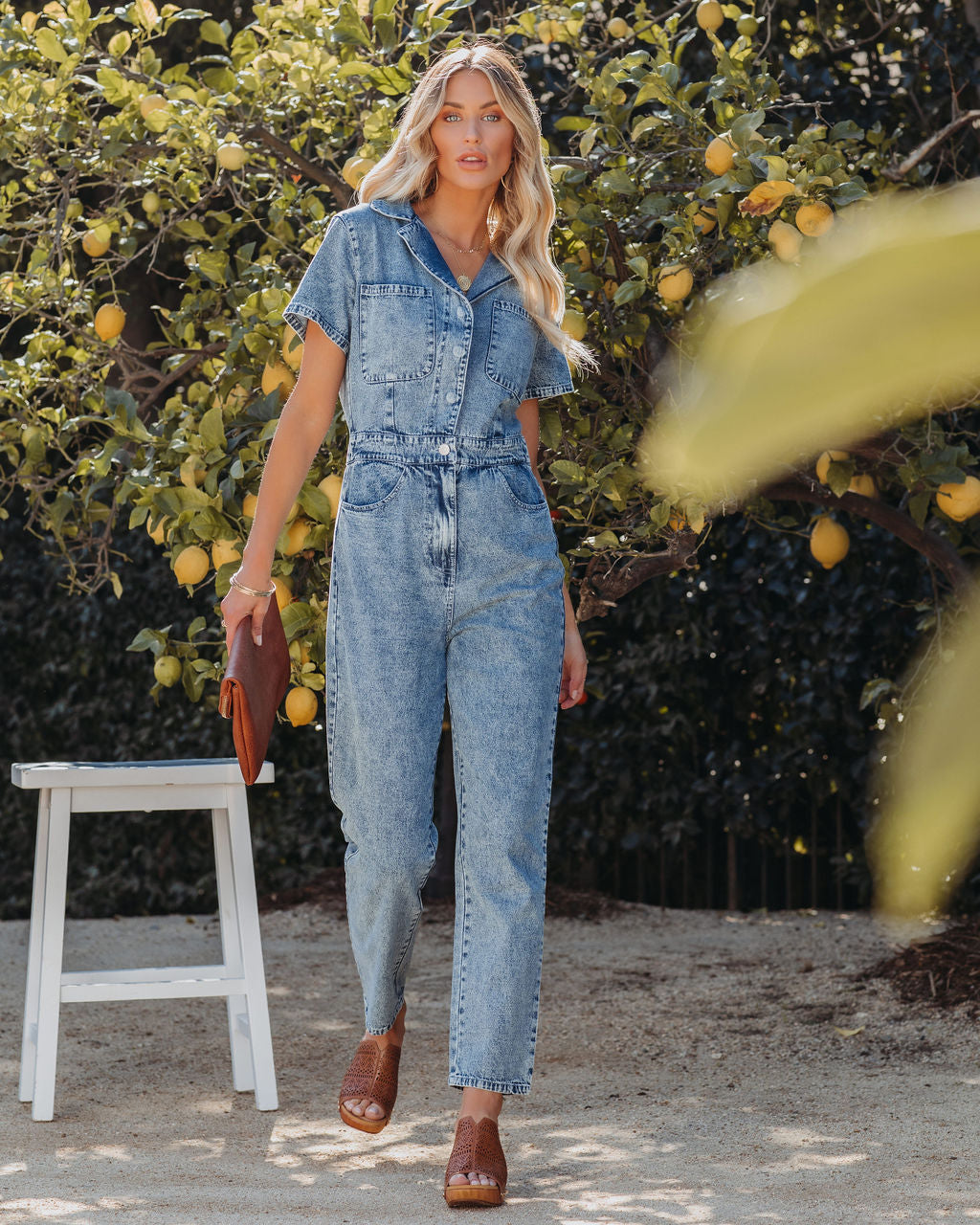 Emery Cotton Pocketed Denim Jumpsuit - Denim Blue