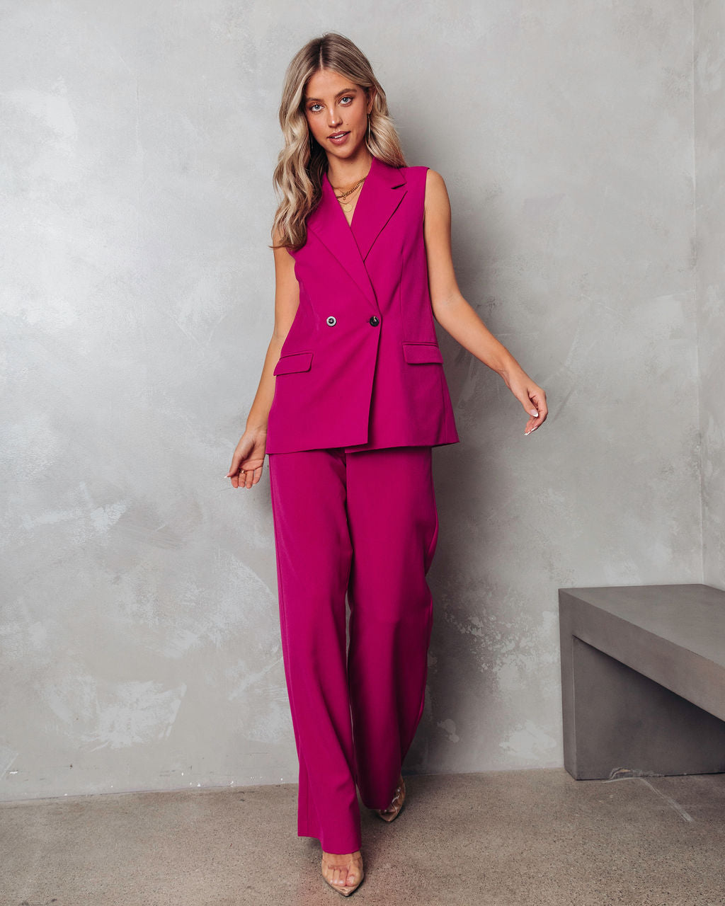 Fashionista Confessions Pocketed Wide Leg Pants - Magenta