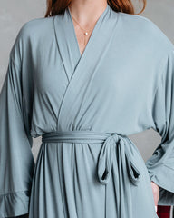 Festive Chill Kimono Robe - Grey Blue