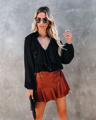 Clueless Faux Leather Mini Skort - Caramel