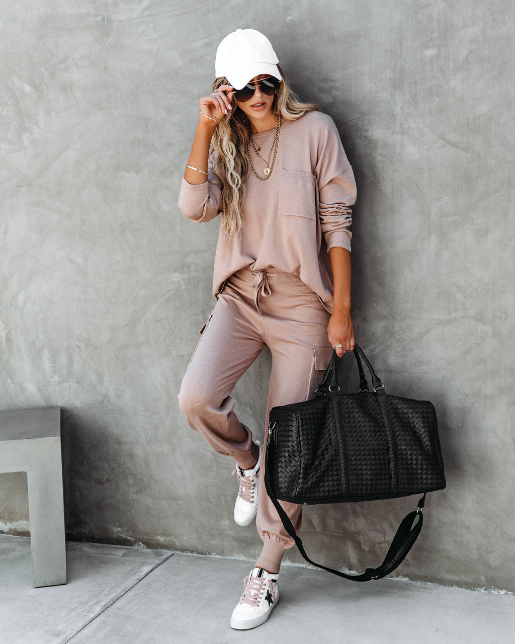 Glamping Babe Lightweight Knit Cargo Joggers - Mocha