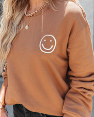 Happy Times Smiley Face Pullover - Camel