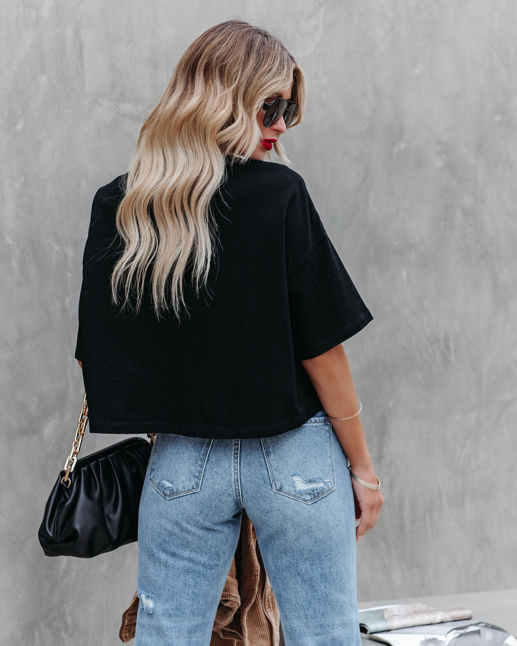 Her Cotton Cropped Tee - Black