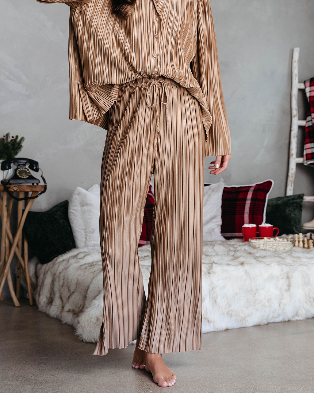 Hey Honey Plisse Pants - Gold