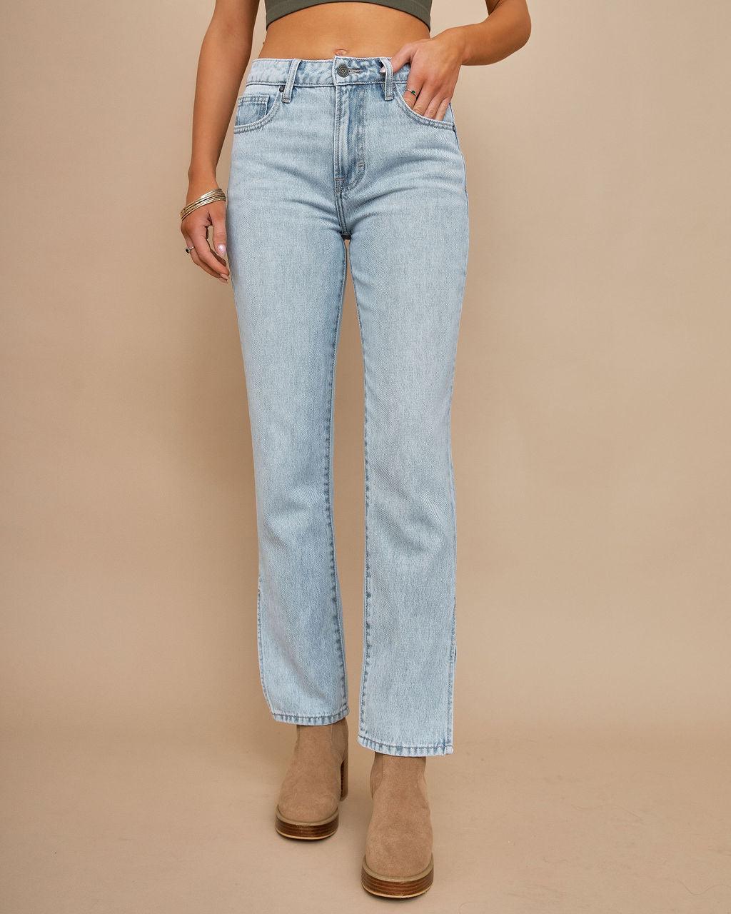 Icon High Rise Slit Straight Denim