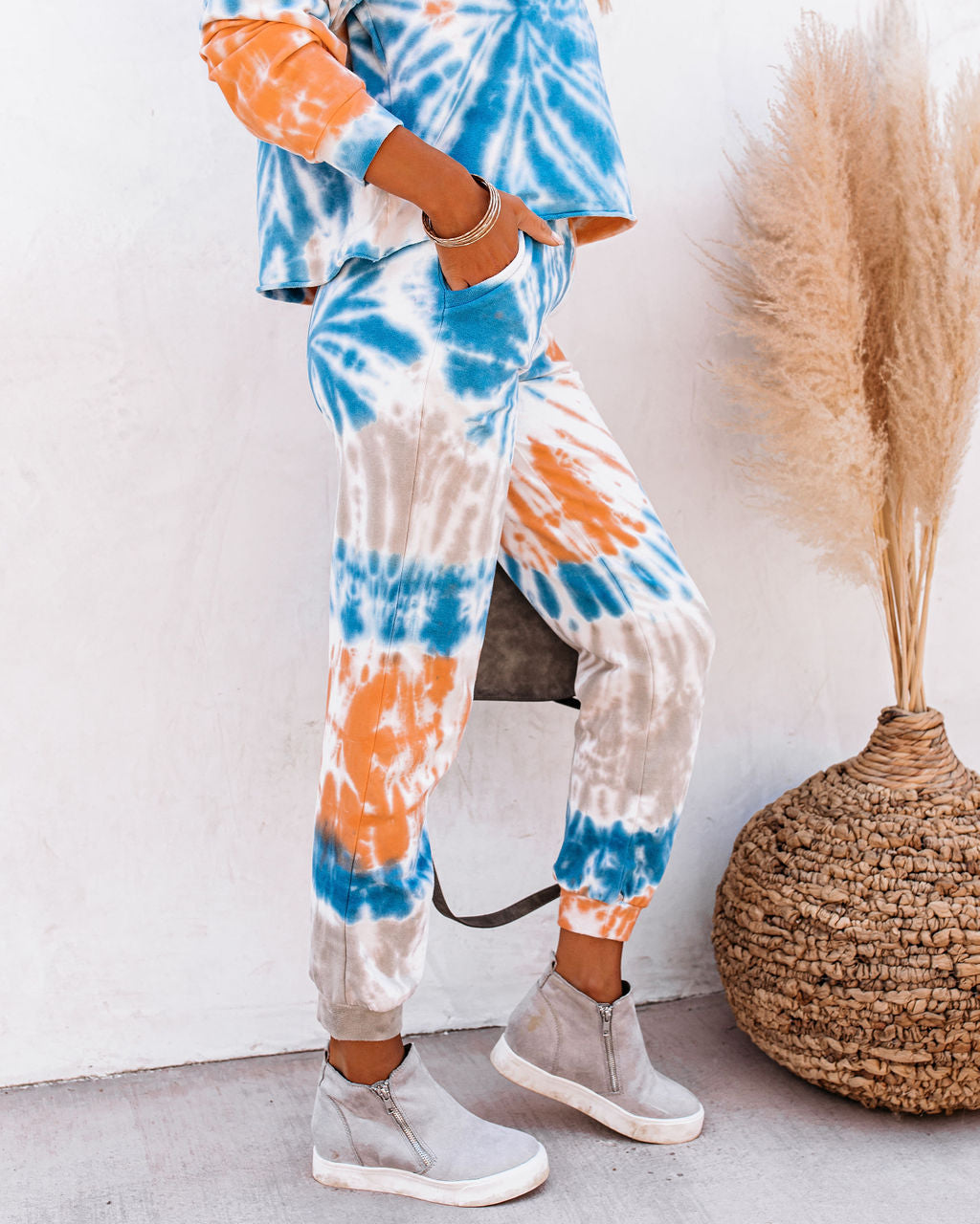 Pantalones deportivos Icebreaker de algodón con efecto tie-dye y bolsillos