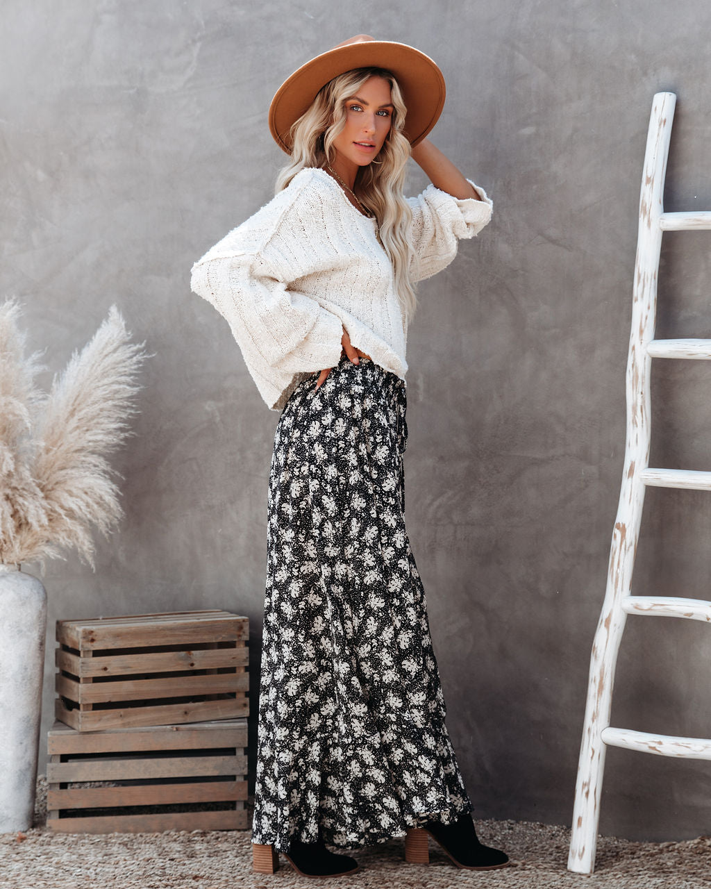 Montelena Floral Button Down Maxi Skirt - Black