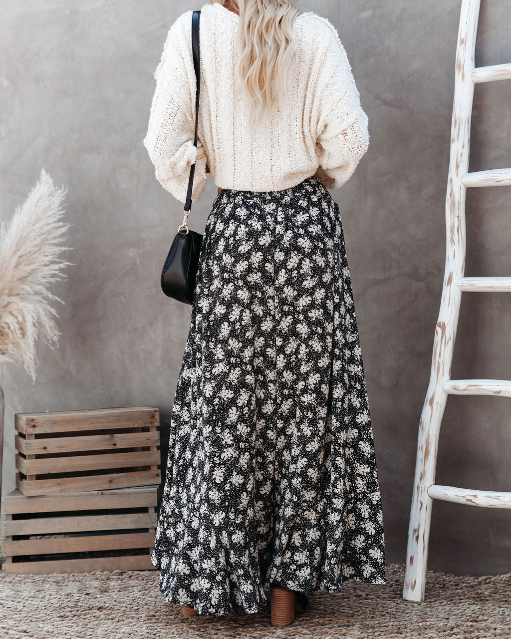 Montelena Floral Button Down Maxi Skirt - Black